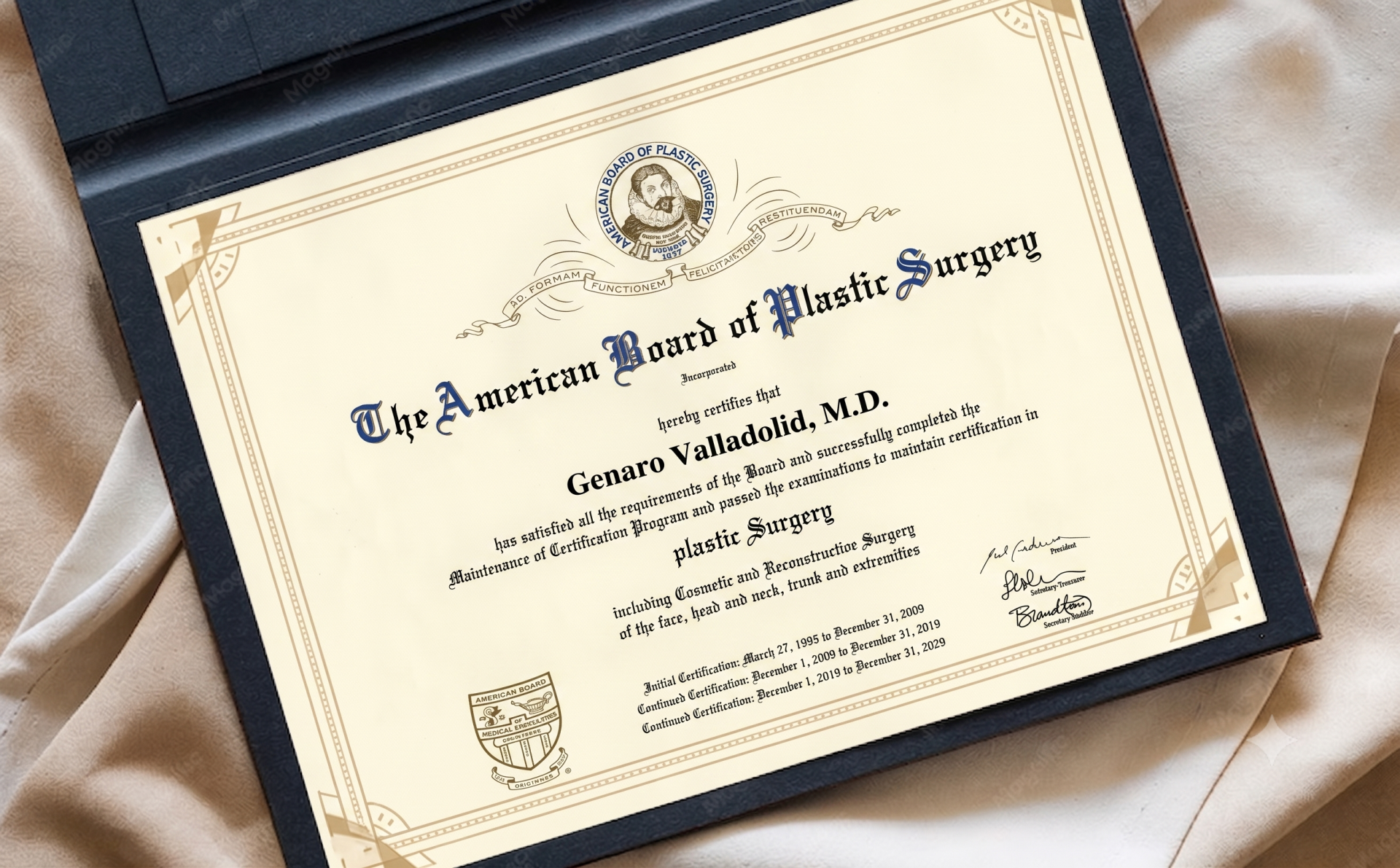 Board certification document